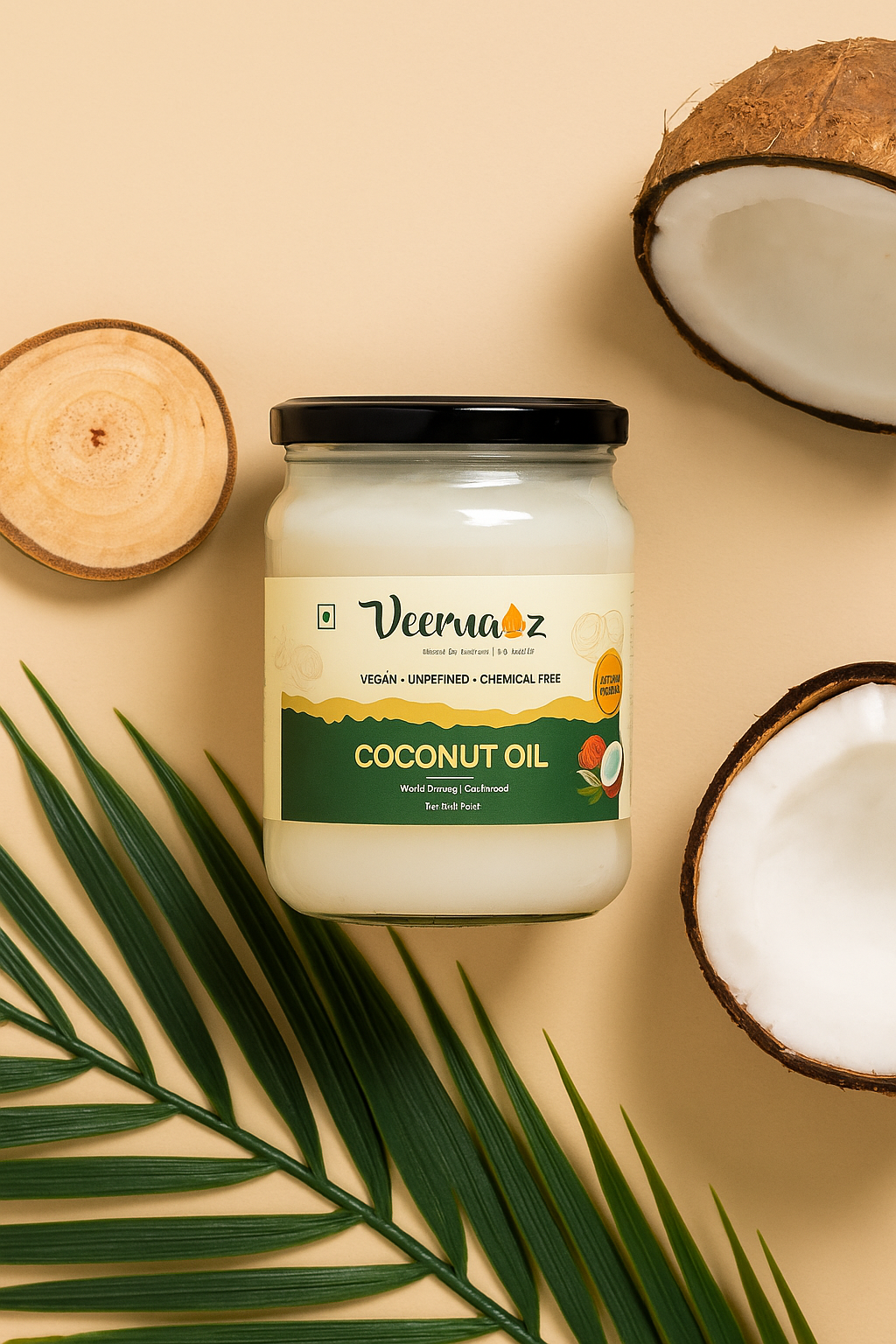 Veernaz Wood Pressed Coconut Oil – Cold Pressed, Virgin, Chemical-Free | For Cooking, Hair & Skin Care