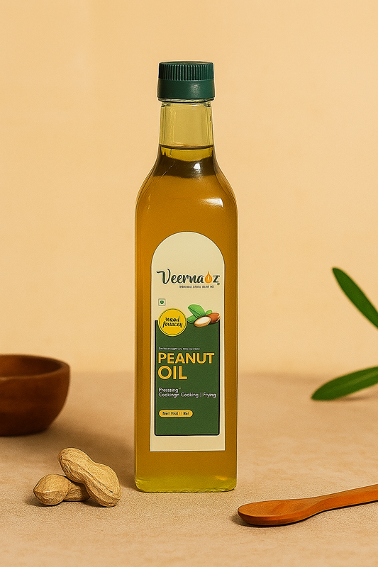Veernaz 100% Pure Wood Pressed Peanut Oil – Cold Pressed | Unrefined | Rich in Nutrients for Healthy Cooking