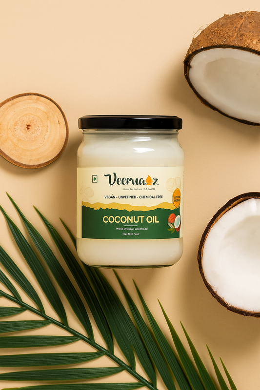 Veernaz Wood Pressed Coconut Oil – Cold Pressed, Virgin, Chemical-Free | For Cooking, Hair & Skin Care